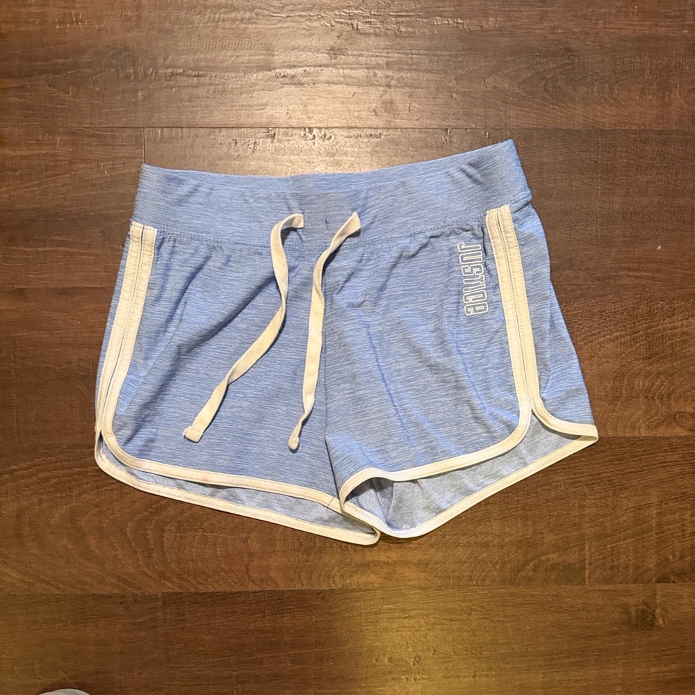 Justice Light Blue Girls' Shorts with White Trim